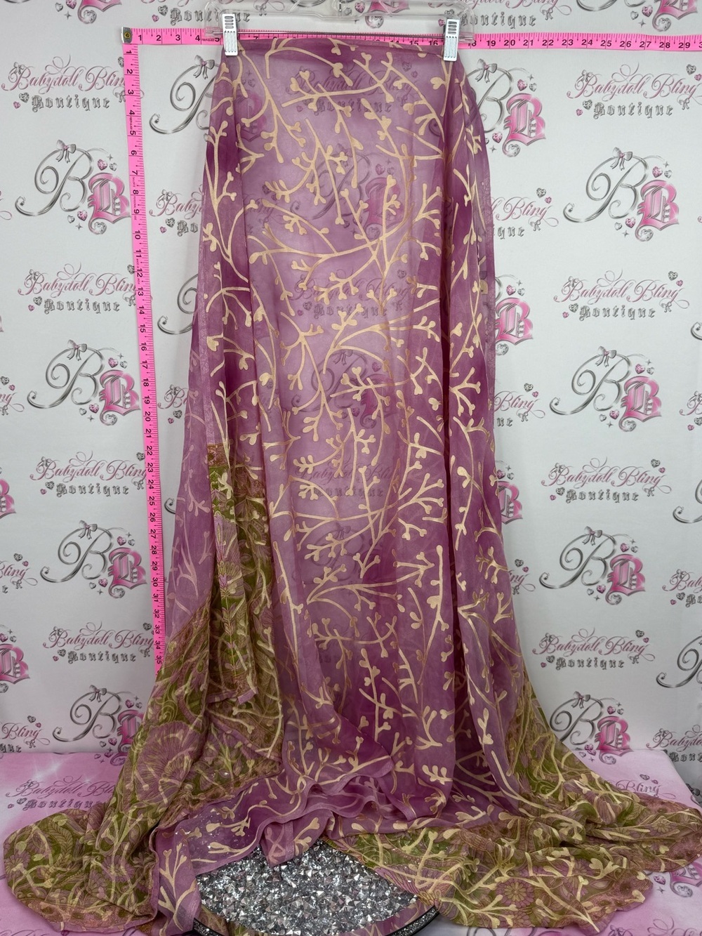 Scarf or wrap or table cloth large Pink & Gold Embroidered Sheer Wrap